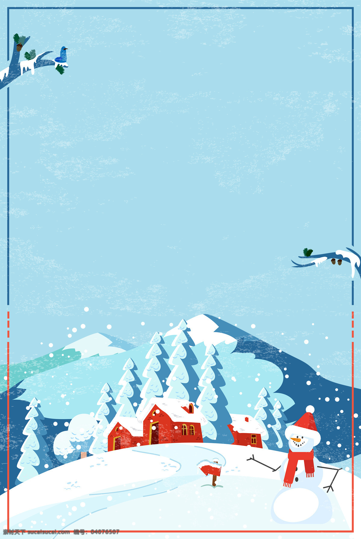 浪漫 圣诞 雪人 背景 广告 海报 蓝天 圣诞雪人 唯美 小清新 雪花