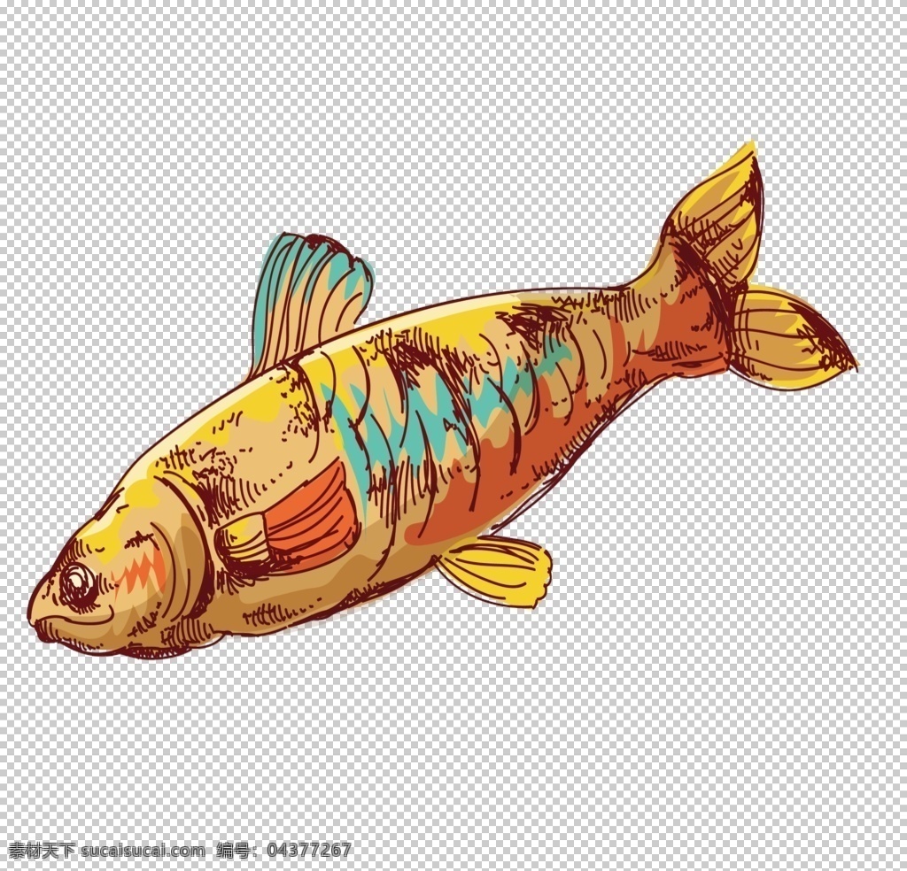 彩色 手绘 海洋鱼类 鱼 海鲜 海洋生物 水产 鱼类 食物 水彩 颜料 小清新 包装图案 绘画 卡通 生物世界