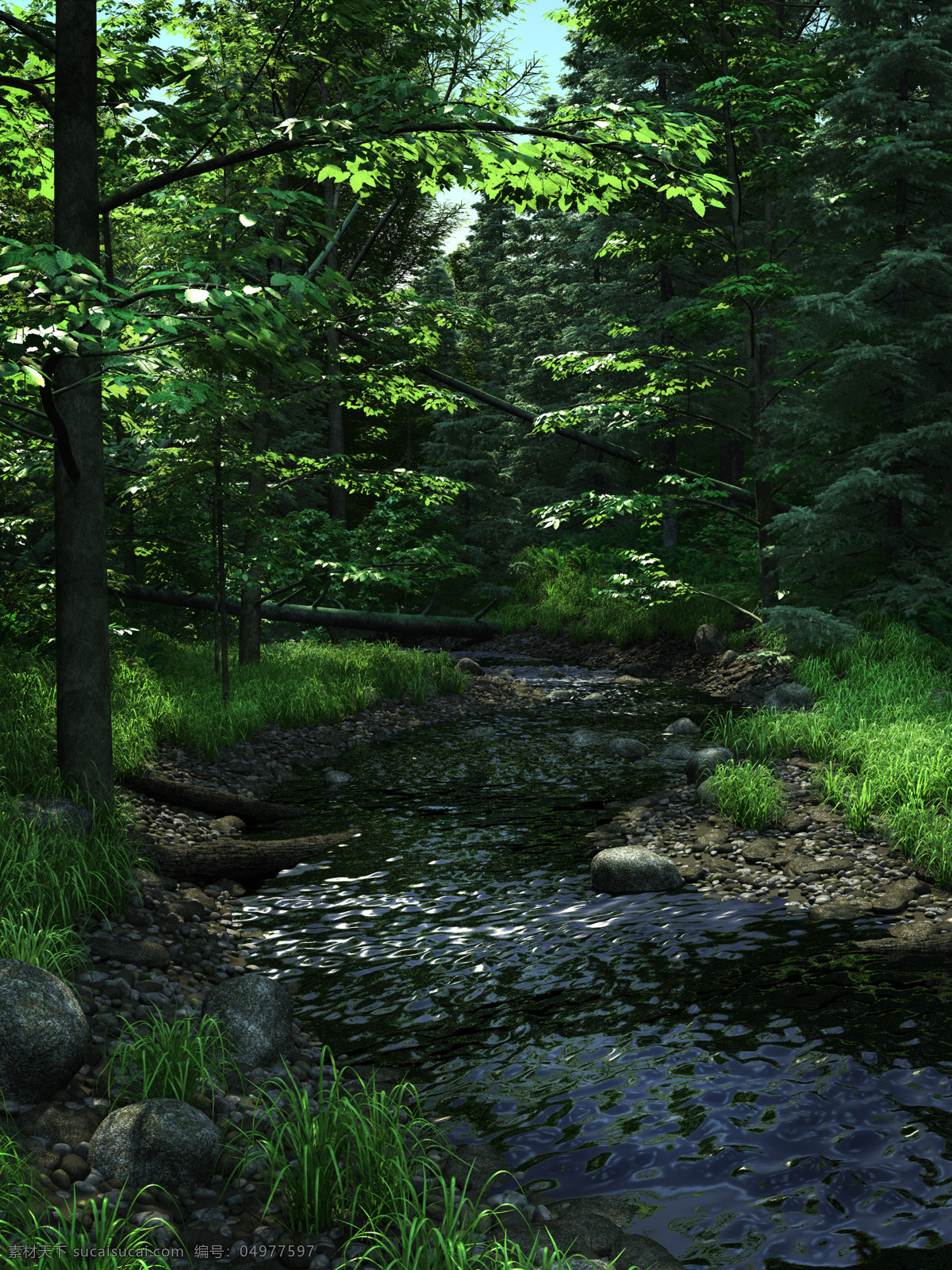 流水潺潺 树 树木 水 流水 绿色 自然风景 自然景观 黑色
