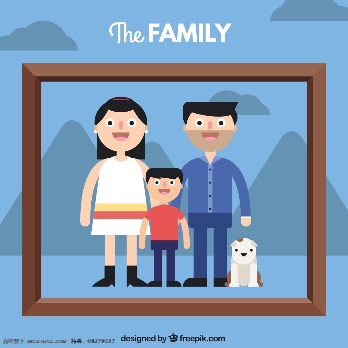 扁家人的肖像 相框 人 爱 家庭 照片 平面 肖像 父母 关系 知情 青色 天蓝色