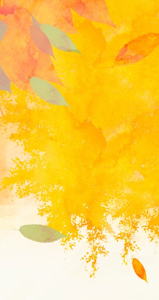 彩色 涂鸦 树叶 h5 背景 手绘 彩色树叶 黄底 秋季 h5背景