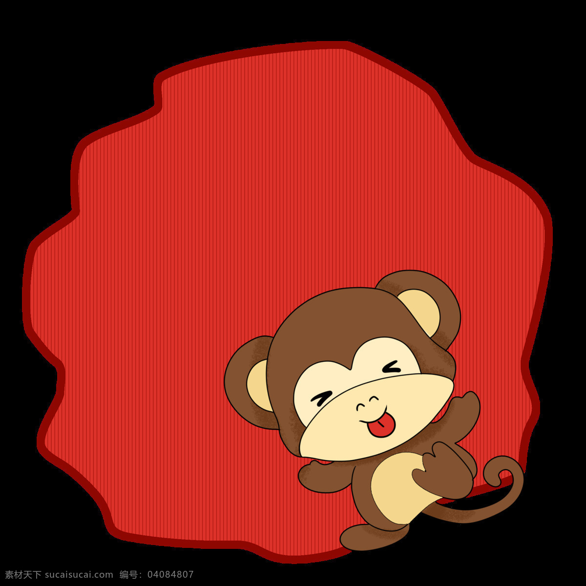 红色 猴子 边框 插画 卡通猴子边框 手绘猴子边框 猴子边框插画 漂亮 猴子边框装饰
