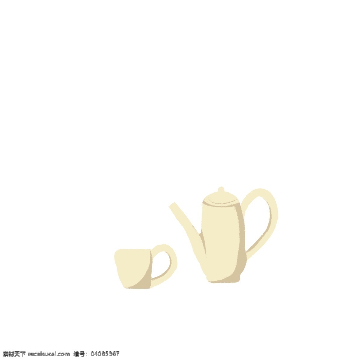 卡通 白色 茶具 免 抠 图 茶壶 卡通图案 卡通插画 生活用品 装水的杯子 茶杯 水壶 免抠图