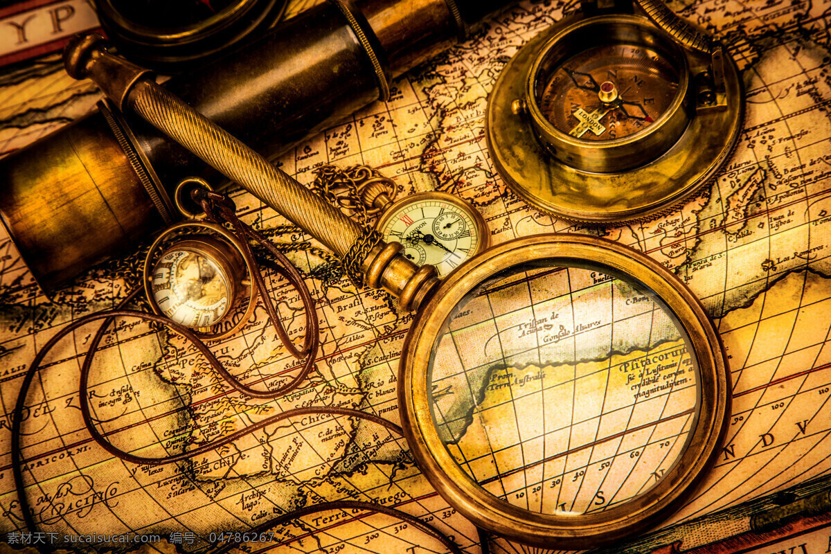 放大镜 指南针 航海工具 地图 航海 怀旧地图 环球旅行 导航 其他艺术 文化艺术 黑色