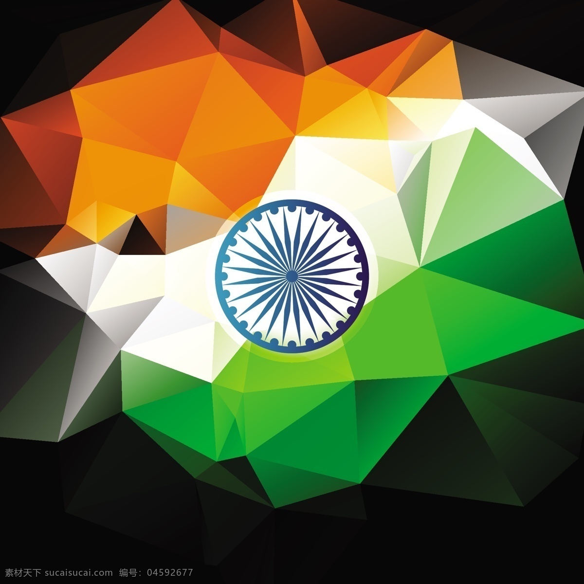 印度 国旗 三 色 多边形 背景 抽象 旗帜 节日 车轮 和平 印度国旗 独立日 国家 自由 一天 政府 波浪 爱国 一月 黑色