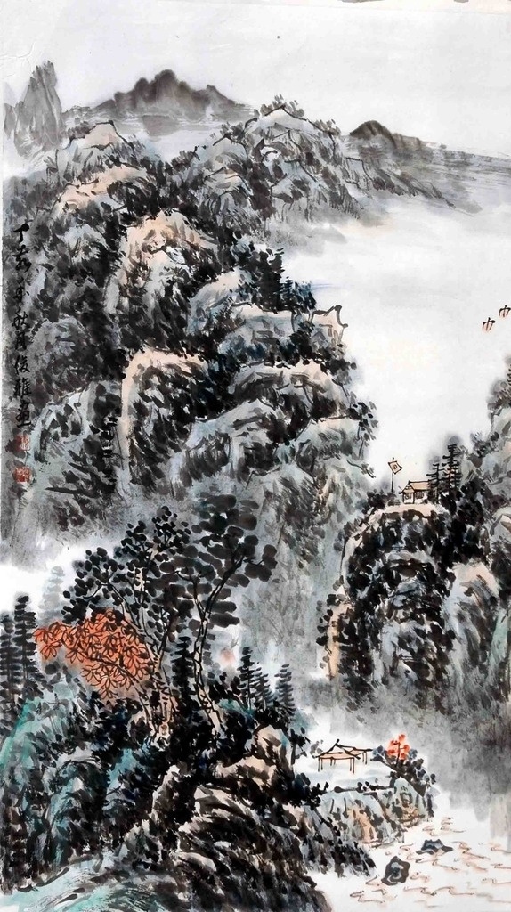 风景水墨画 风景 水墨画 国画 高山 树木 国画专辑 文化艺术 绘画书法