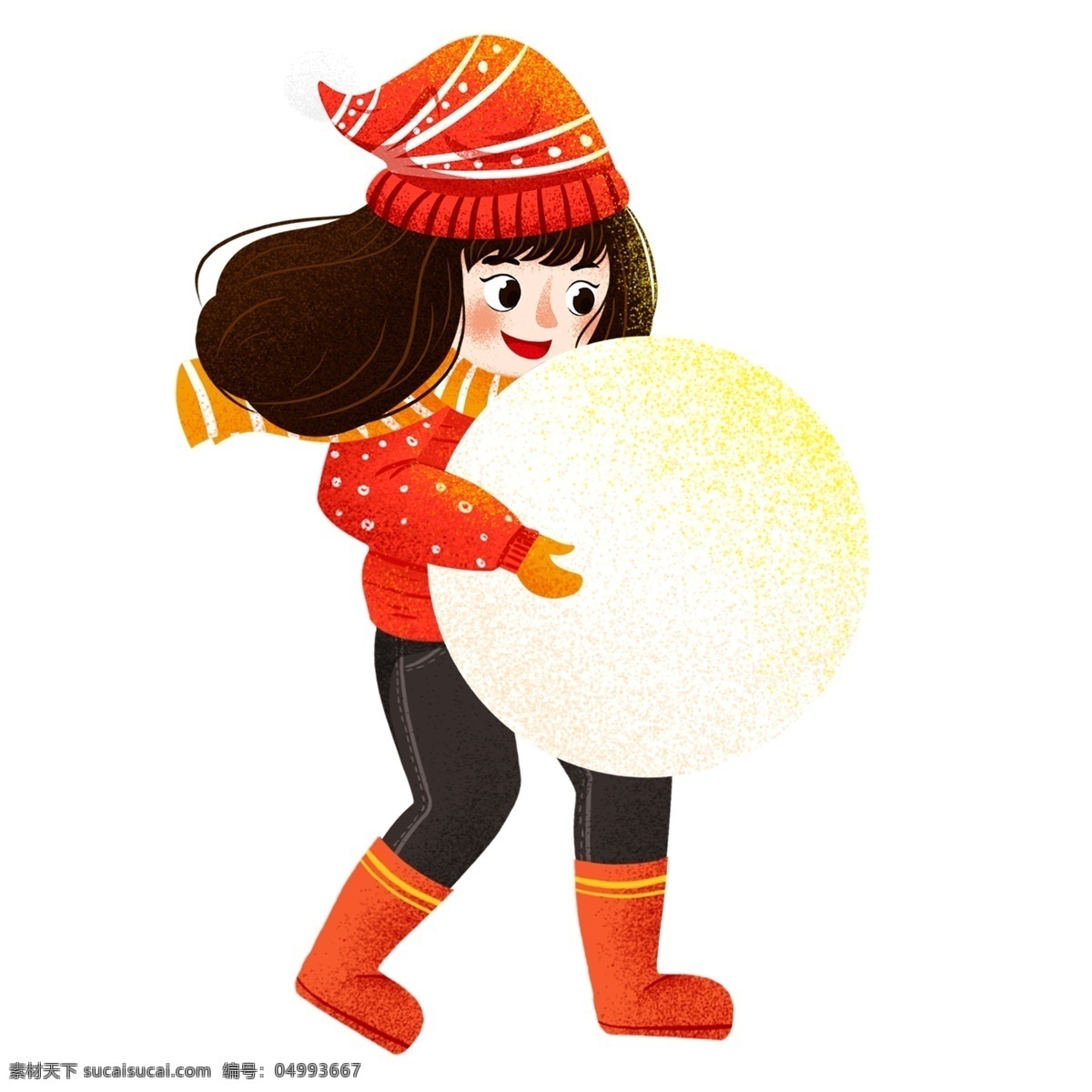 爱 风 女孩 玩 雪球 插画 人物 元素 唯美 插画元素 png元素 免抠元素 玩雪球 女孩设计元素