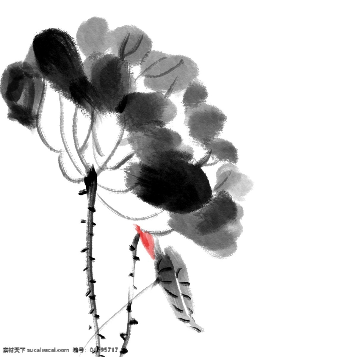 黑色 水墨 荷花 插画 水墨荷花 黑色的荷叶 中国风 漂亮的荷叶 花枝 水墨植物 水墨荷叶插画 荷叶装饰