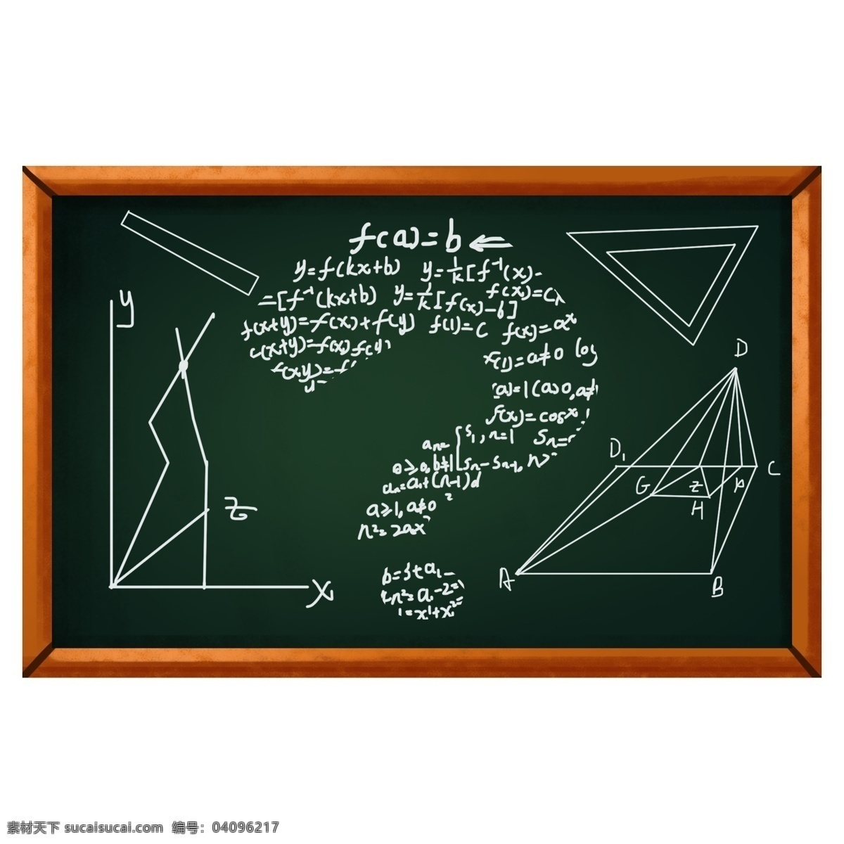 黑板 粉笔字 数学 问号 装饰 图案 背景 底纹 绿色 红色 白色 木头 尺子