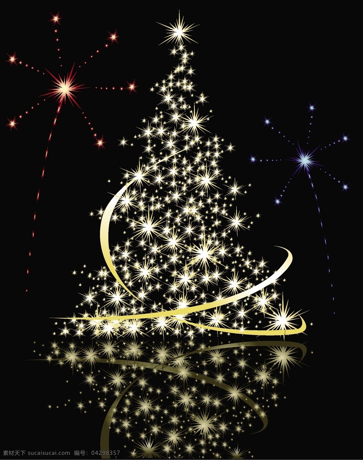 矢量 璀璨 绚丽 星光 圣诞树 花纹 星星 雪花 矢量素材