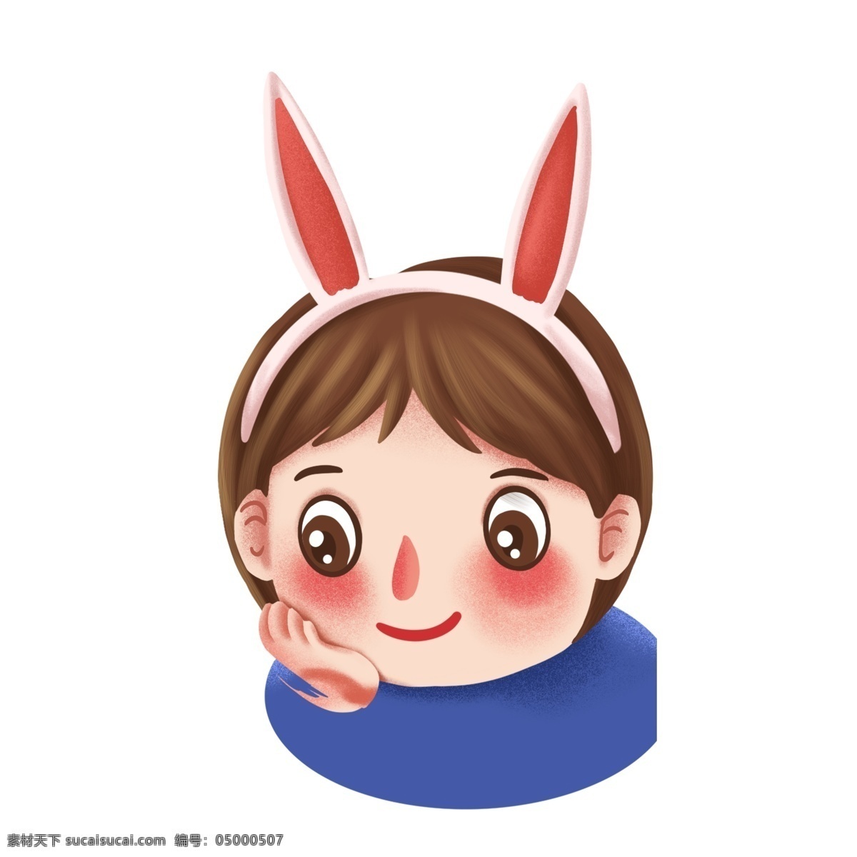 卡通 爱带 兔 耳朵 小女孩 可爱 女孩 兔子耳朵 人物 插画 萌