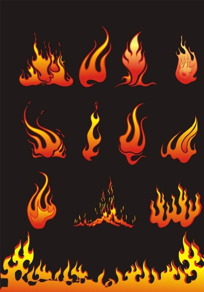 火焰 火焰矢量素材 火焰模板 火 火红 火苗 矢量火焰 矢量