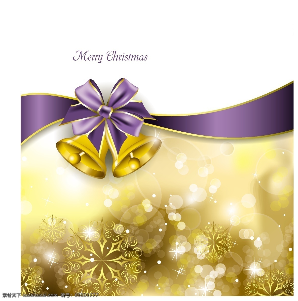 精美 圣诞 铃铛 插画 矢量 光效 光晕 蝴蝶结 金色 圣诞节 圣诞铃铛 矢量图 雪花 紫色 海报 其他海报设计