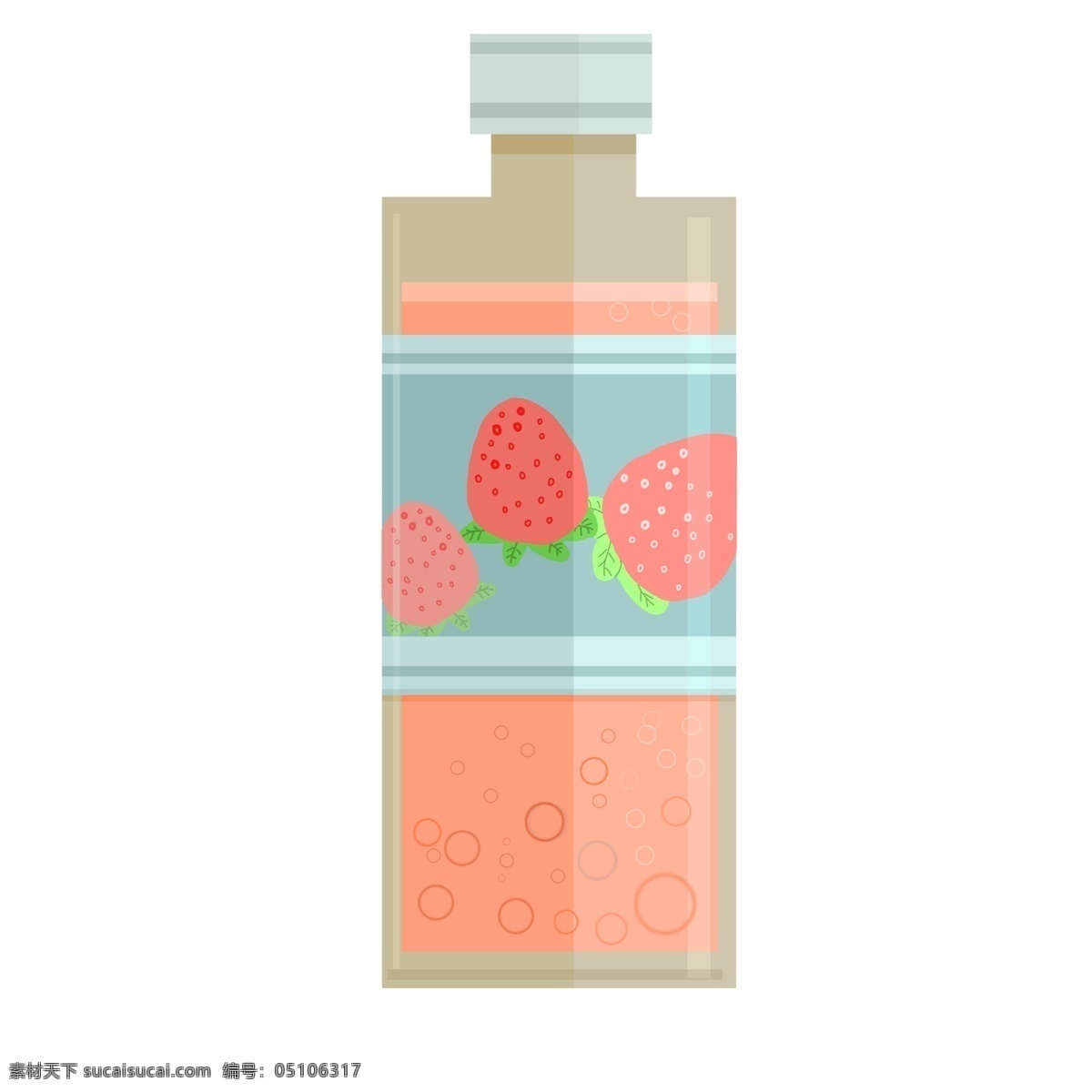草莓瓶子果汁 夏日 凉爽 简洁 卡通 果汁 饮料 瓶子