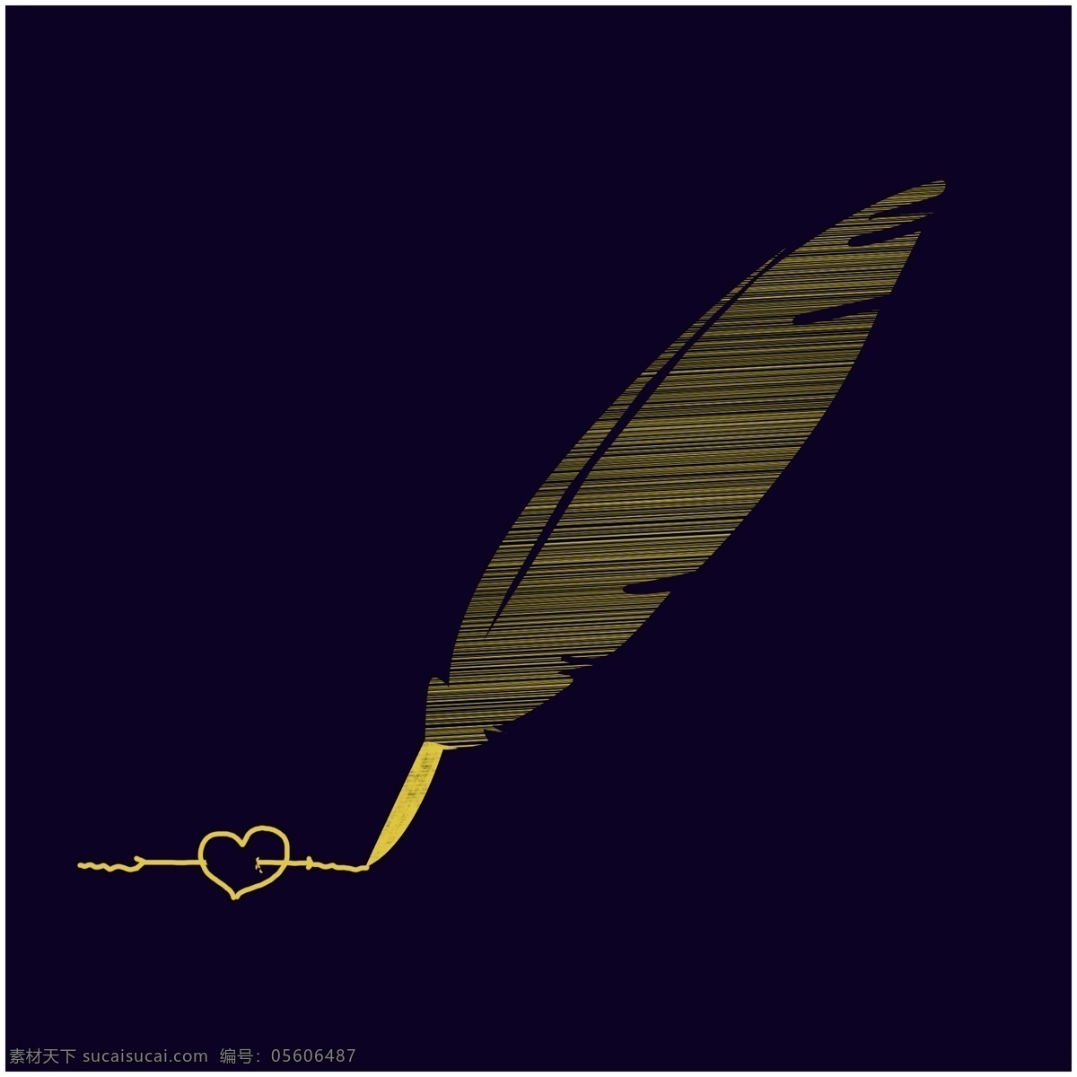 原创 光线 光效 羽毛 笔 光线元素 简约 黑色 金色 羽毛笔 光效元素