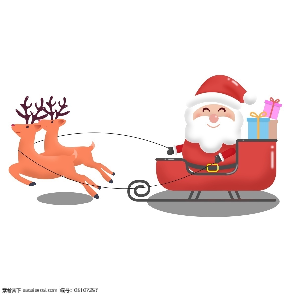 圣诞老人 卡通 可爱 商用 元素 礼物 和蔼 麋鹿 可商用