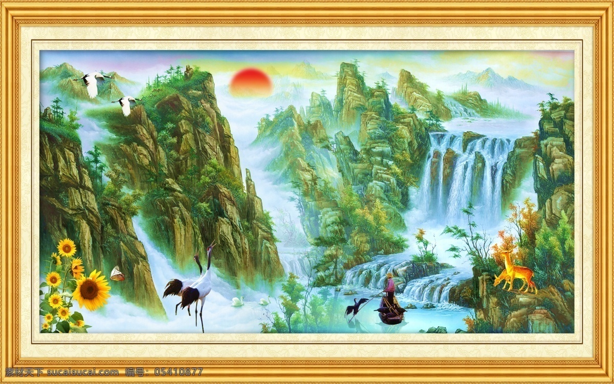 油画风景 中堂画 油画 壁画 风景壁画 风景山水壁画 山水画 瀑布 山水风景 瀑布风景 山水 风景画 自然风景 风景 客厅画 黄果树瀑布 黄果树 大厅画 风水画 家居装饰画 室内装饰画 室内装饰 休闲场所装饰 画框 相框 镜框 边框 山水挂画 山水壁挂 建筑 小房子 大树 油画人物 向日葵 古桥 竹子 太阳 观望 一帆风顺 飞鸟 鹿 中堂壁画 分层 源文件