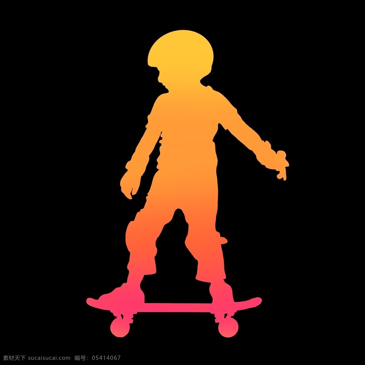 暖色 渐变 滑板 男孩 滑板车 形状 剪影 图案 动作 奔跑的样子 速度 运动 激情 节奏 ppt可用 纯色 简约 简洁 简单