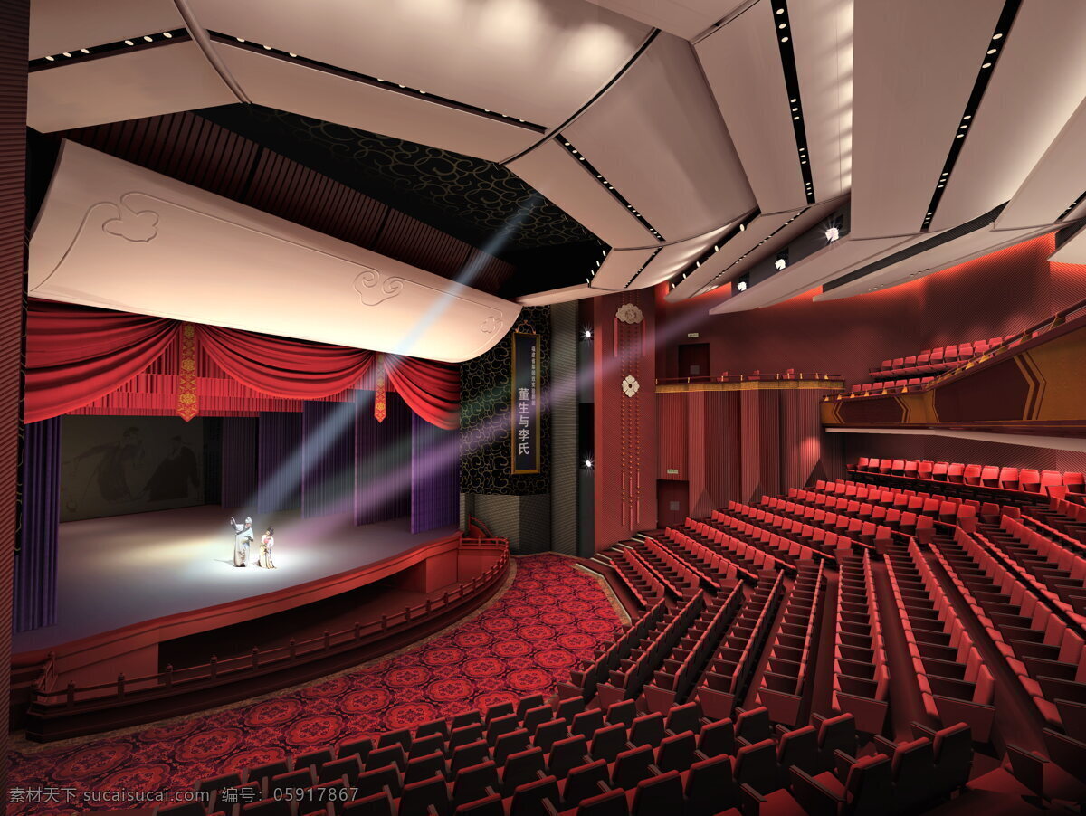 影剧院 戏剧院 多功能厅 中国红 铝单板应用 中国元素 室内设计 环境设计