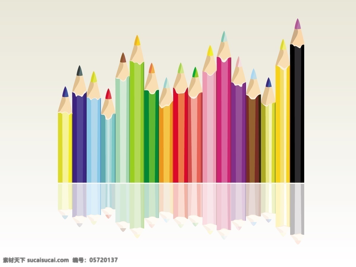 矢量 彩色 铅笔 素材图片 背景 笔痕 边框 彩色铅笔 矢量素材 矢量图