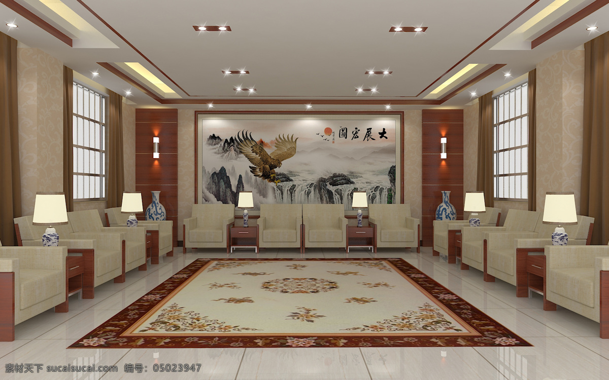 公司 会议 接待室 环境设计 会议室 墙画 室内设计 效果图 稳重风格 家居装饰素材