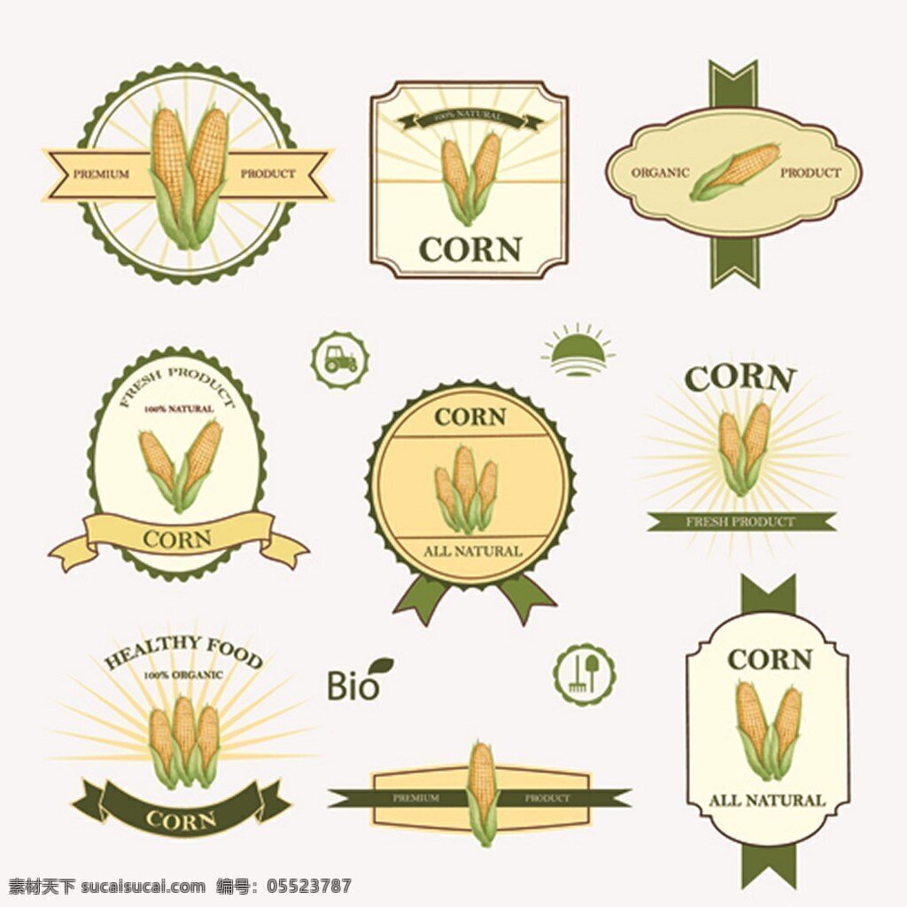 健康 食物 标贴 背景 质量标贴 食物标贴 玉米 矢量背景