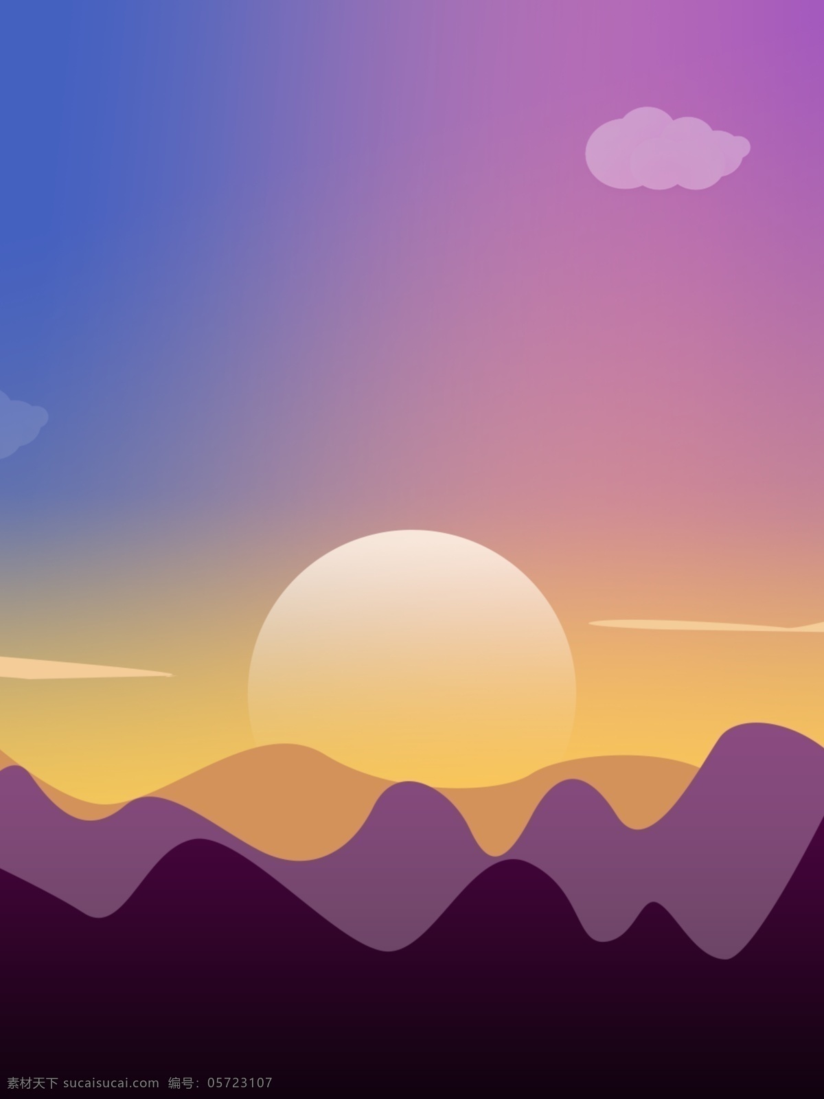 渐 变色 日落 背景 图 渐变色 山 云