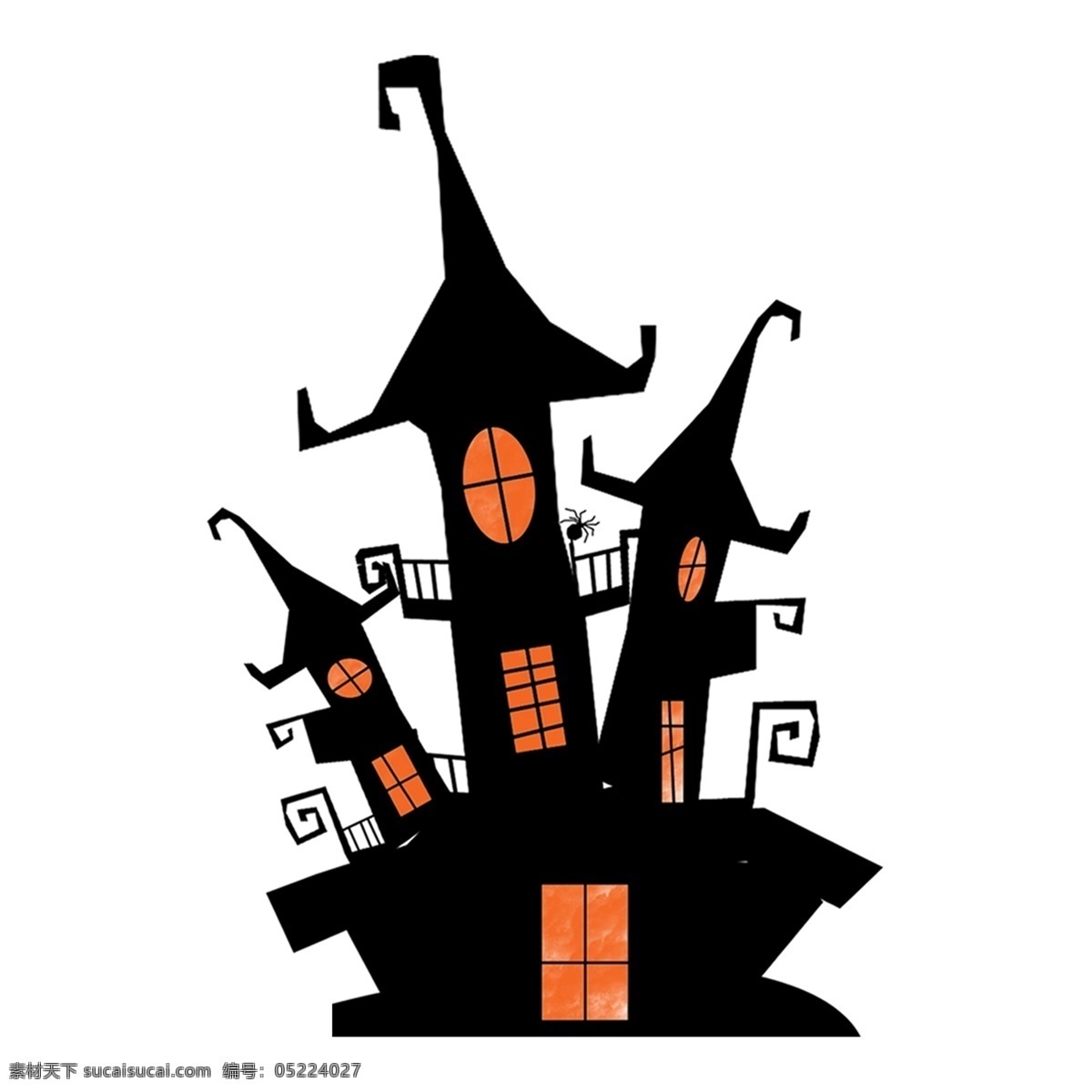 黑色 卡通 万圣节 城堡 元素 png元素 免抠元素 城堡元素 透明素材 装饰元素