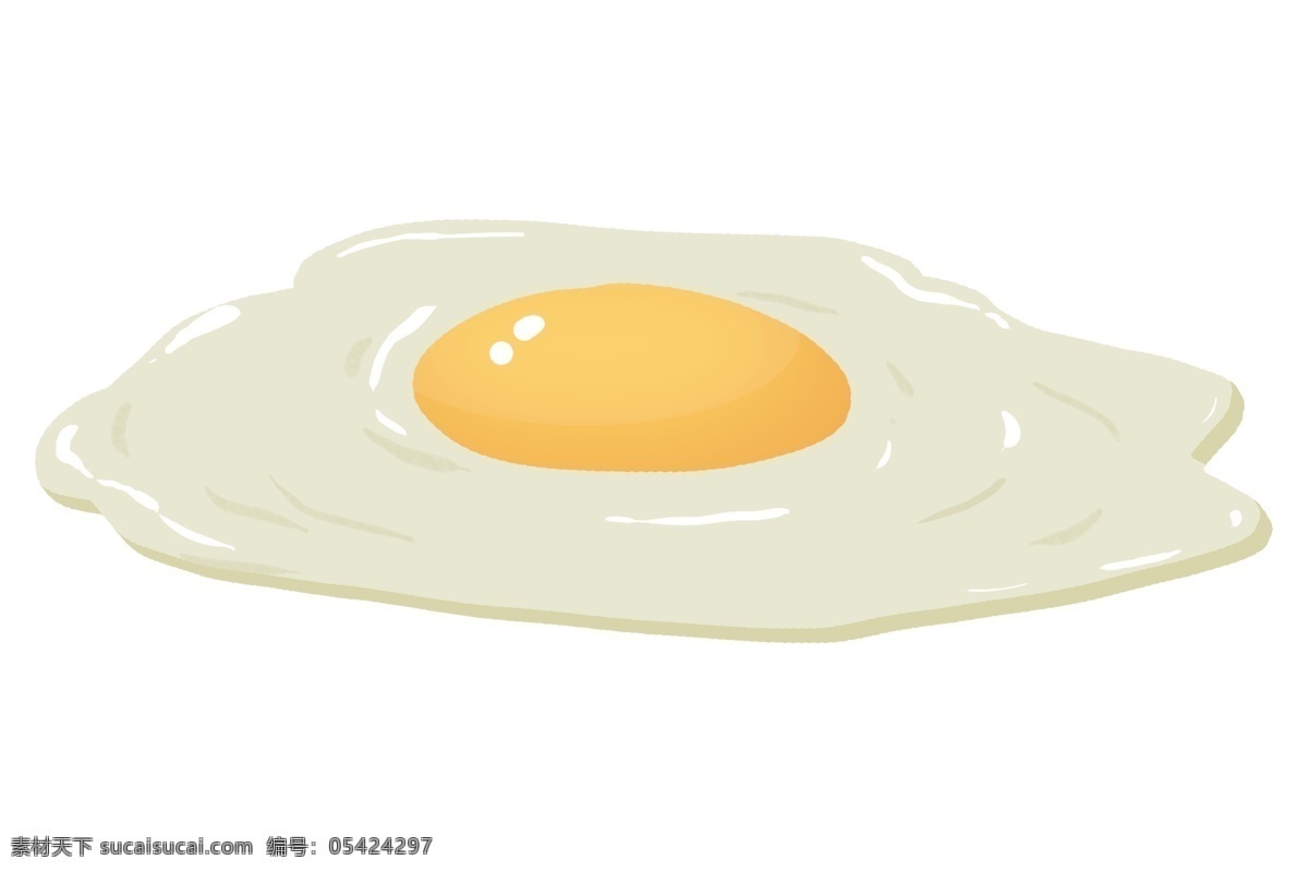 美味 小吃 煎蛋 插画 黄色的蛋黄 卡通插画 小吃插画 美味小吃 美味食品 美味食物 白色的煎蛋