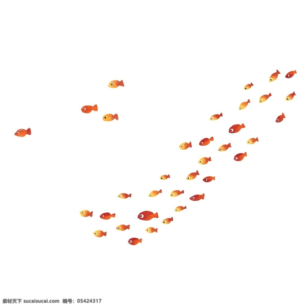 手绘 鱼群 动物 卡通 透明 免抠元素 png元素 透明素材 装饰图案