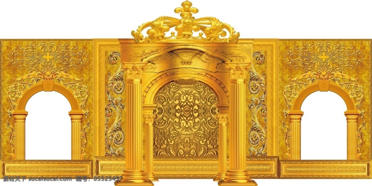 金色拱门 欧式 拱门 罗马 金色 教堂 分层