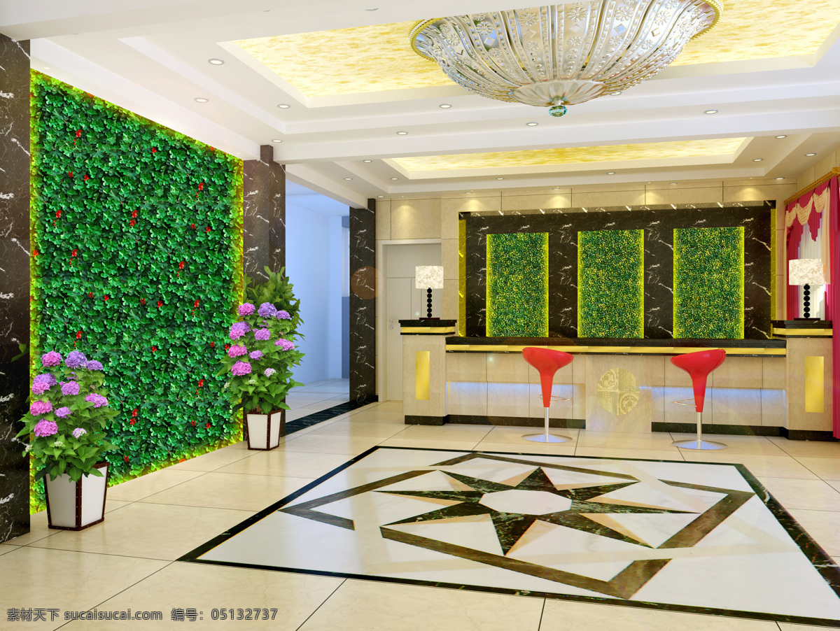 背景 墙 背景墙 大堂 环境设计 酒店 绿色 室内设计 装饰 仿真叶子 仿真植物叶 仿真植物 家居装饰素材