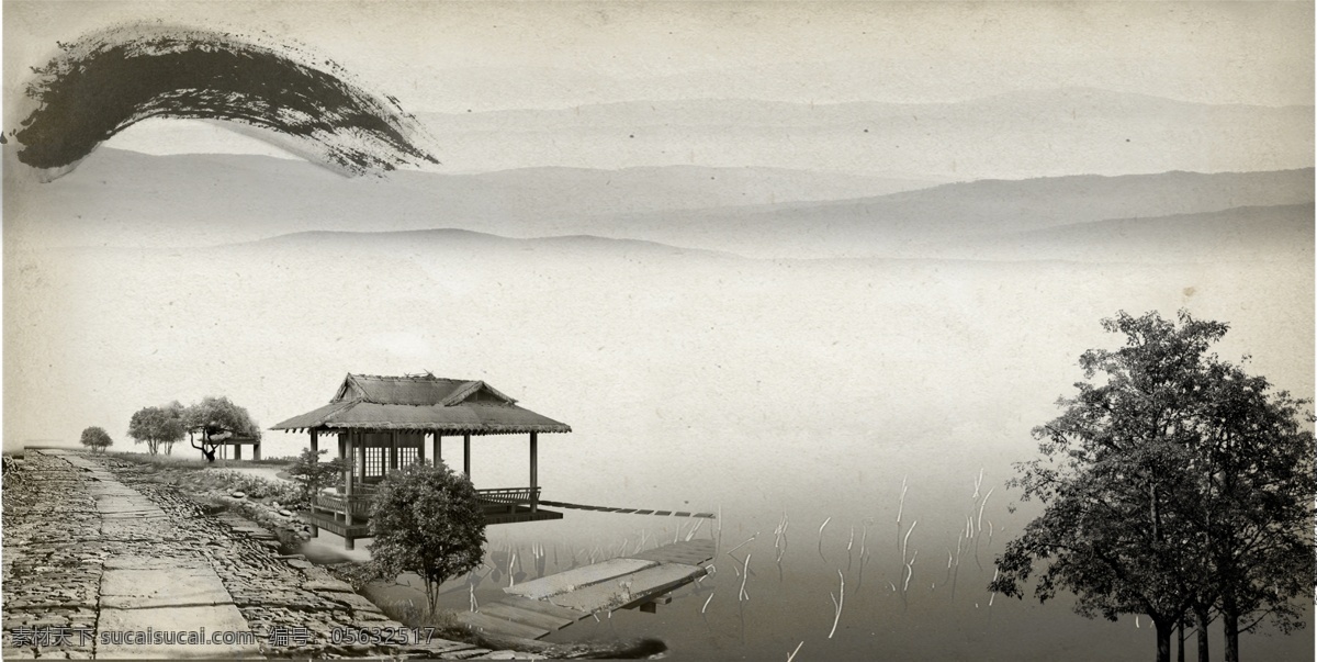 中国 风 水墨 风景 背景 中国风 墨迹 简洁 简约 古典 传统风格 柳树 树枝 竹叶 竹子 石头 山水 小船 梅花 仙鹤 柳枝 挂画 墨迹背景 凉亭 远山 传统背景 古典背景 水墨背景 展板背景 背景底纹 广告设计模板 psd素材 源文件 分层