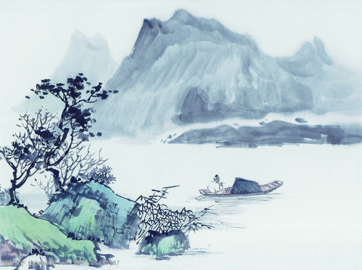 绘画免费下载 河流 绘画 墨迹 瀑布 山 山峰 树木 水墨画 溪水 小河 国画写意 植物 云雾 奇峰 家居装饰素材 山水风景画