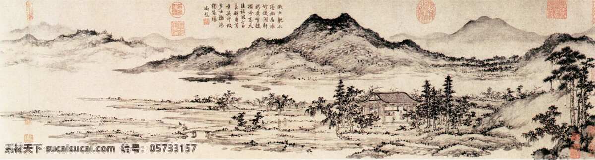 山水 名画 传统艺术 国画 绘画 山水名画 书法 水墨画 文化艺术