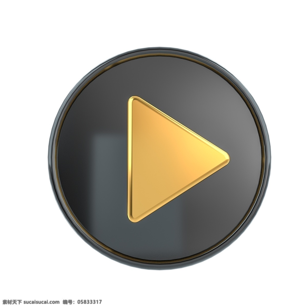 c4d 黑金 立体 播放 按钮 图标 3d 黑金质感 金色 黑色 播放按钮图 视频 常用