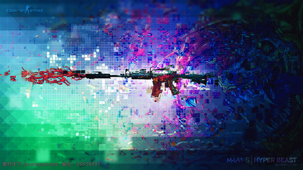 csgo 精美 图纸 枪支 马赛克 渐变 红色