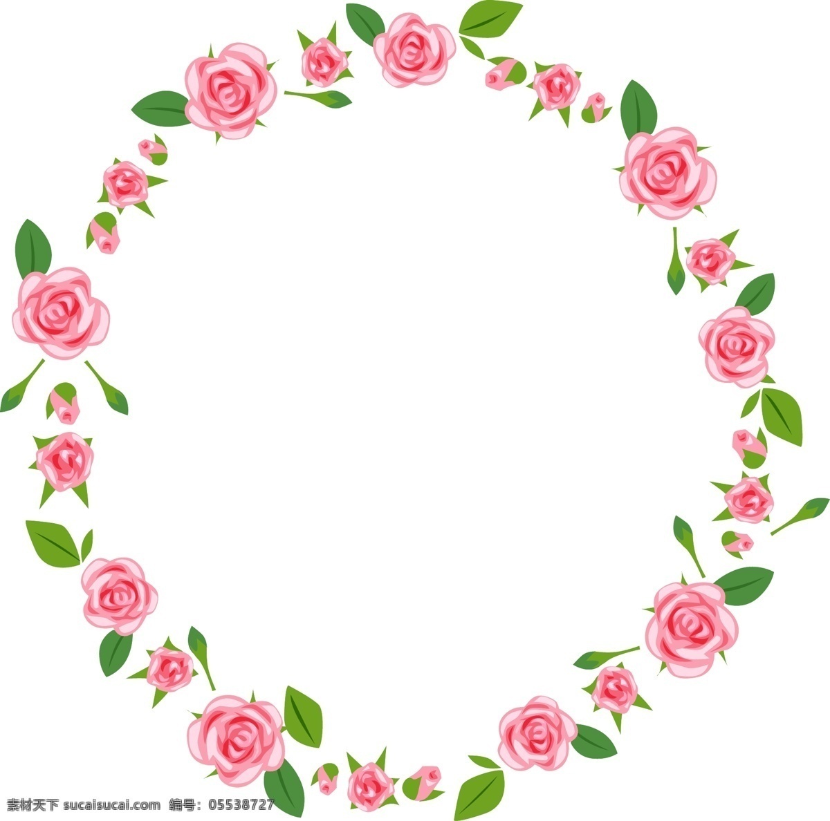 圆 型 粉色 玫瑰 花环 圆形花环 粉色玫瑰花 矢量玫瑰 玫瑰花环 矢量花纹 底纹边框 花边花纹