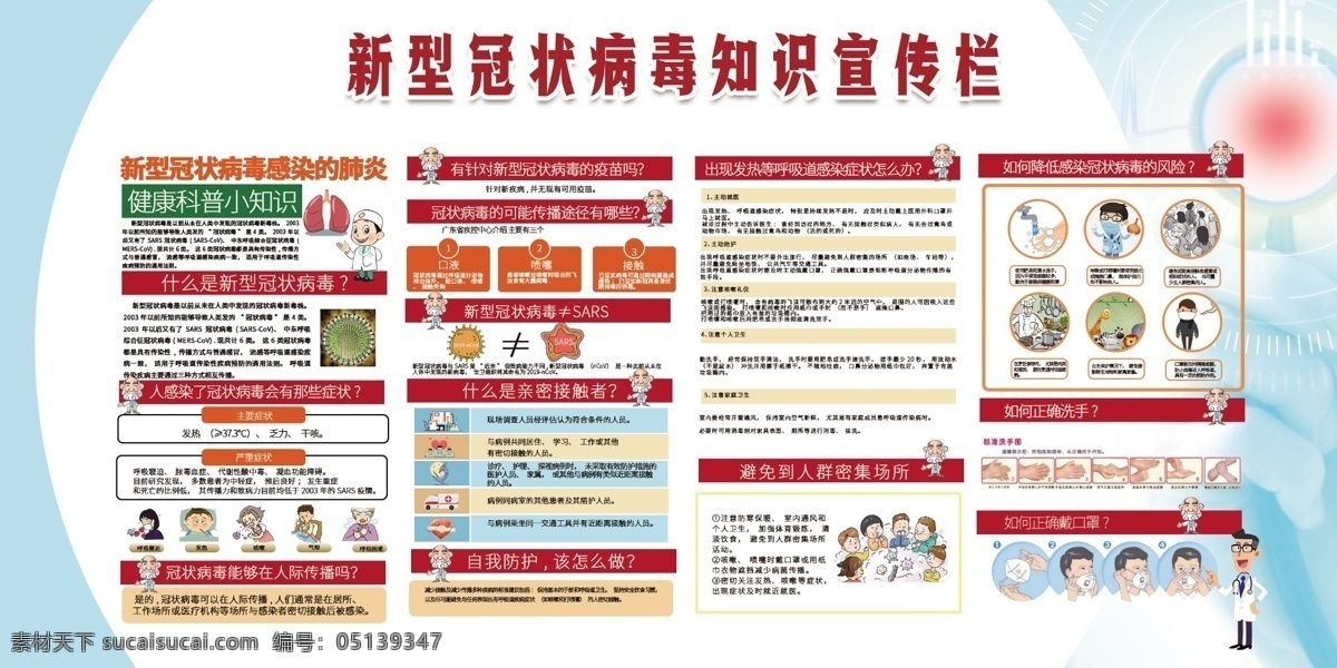 新型 冠状 病毒 展板 冠状病毒 新型肺炎 冠状病毒知识 健康科普 小知识 自我防护 如何预防疾病 预防肺炎 分层