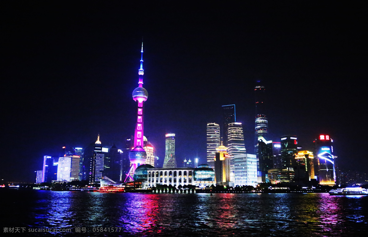 上海夜景 夜景 上海 倒影 东方明珠大厦 五彩缤纷 霓虹灯 海水 上海景观 美丽上海 建筑风光 自然景观 建筑景观