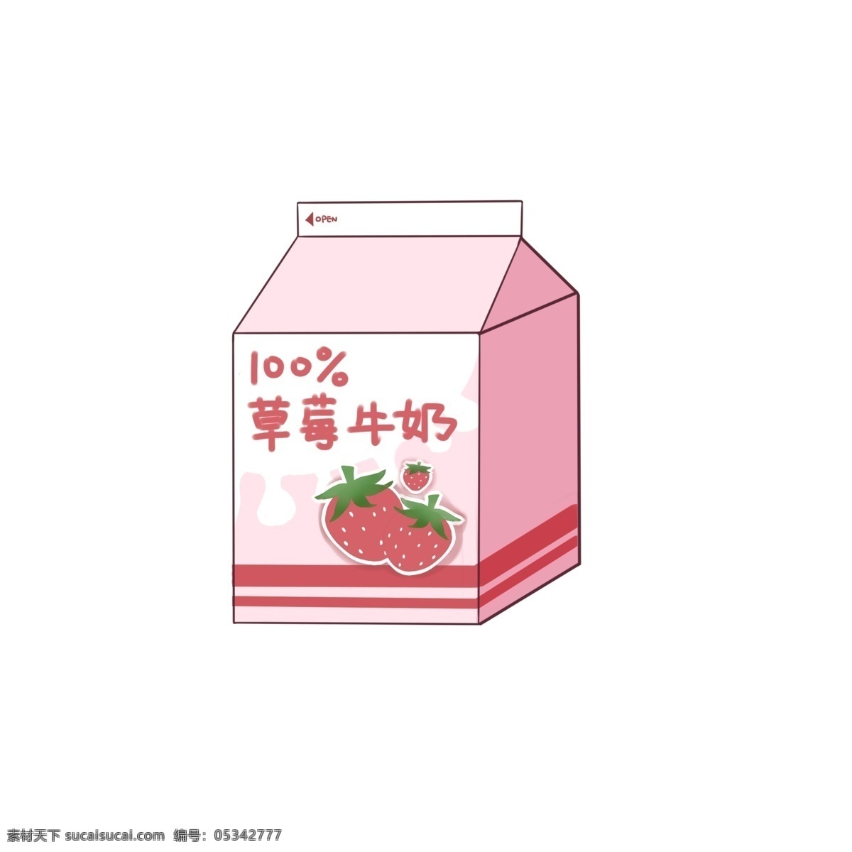 利乐包 纸盒 装 草莓 味 牛奶 盒装 饮料 饮品