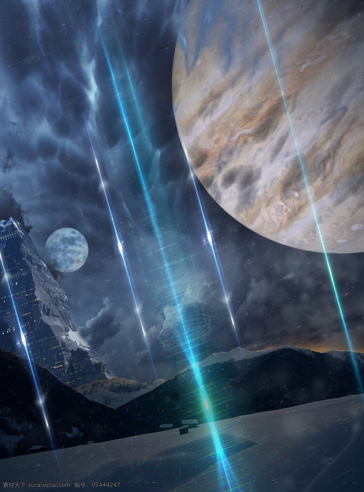 科幻海报 游戏海报 海报 激光 木星 末日 杨 分层 背景素材