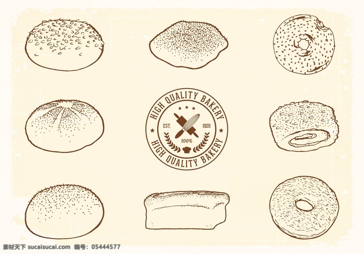面包 设计图 彩色 矢量图 棕色 其他矢量图