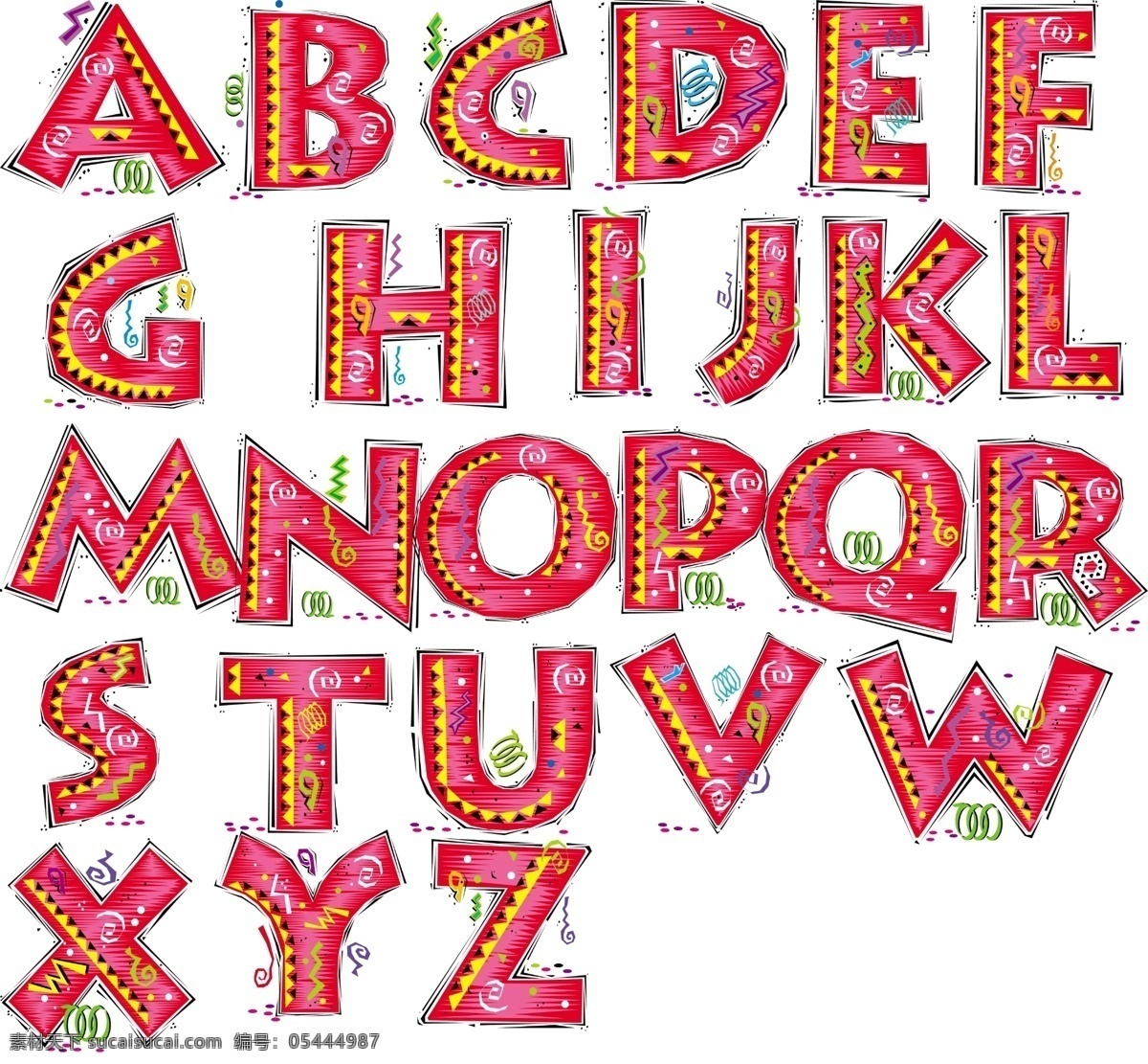 英文 字母 英文字母 卡通字体 可爱字体 分层 源文件库 字体下载 英文字体