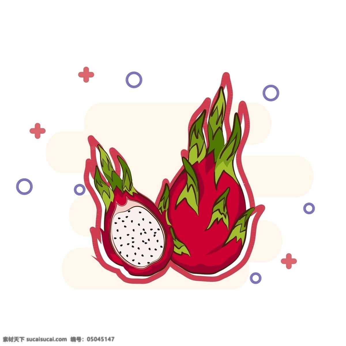 原创 矢量 卡通 火龙果 商用 美食 食物 水果 自然 红色