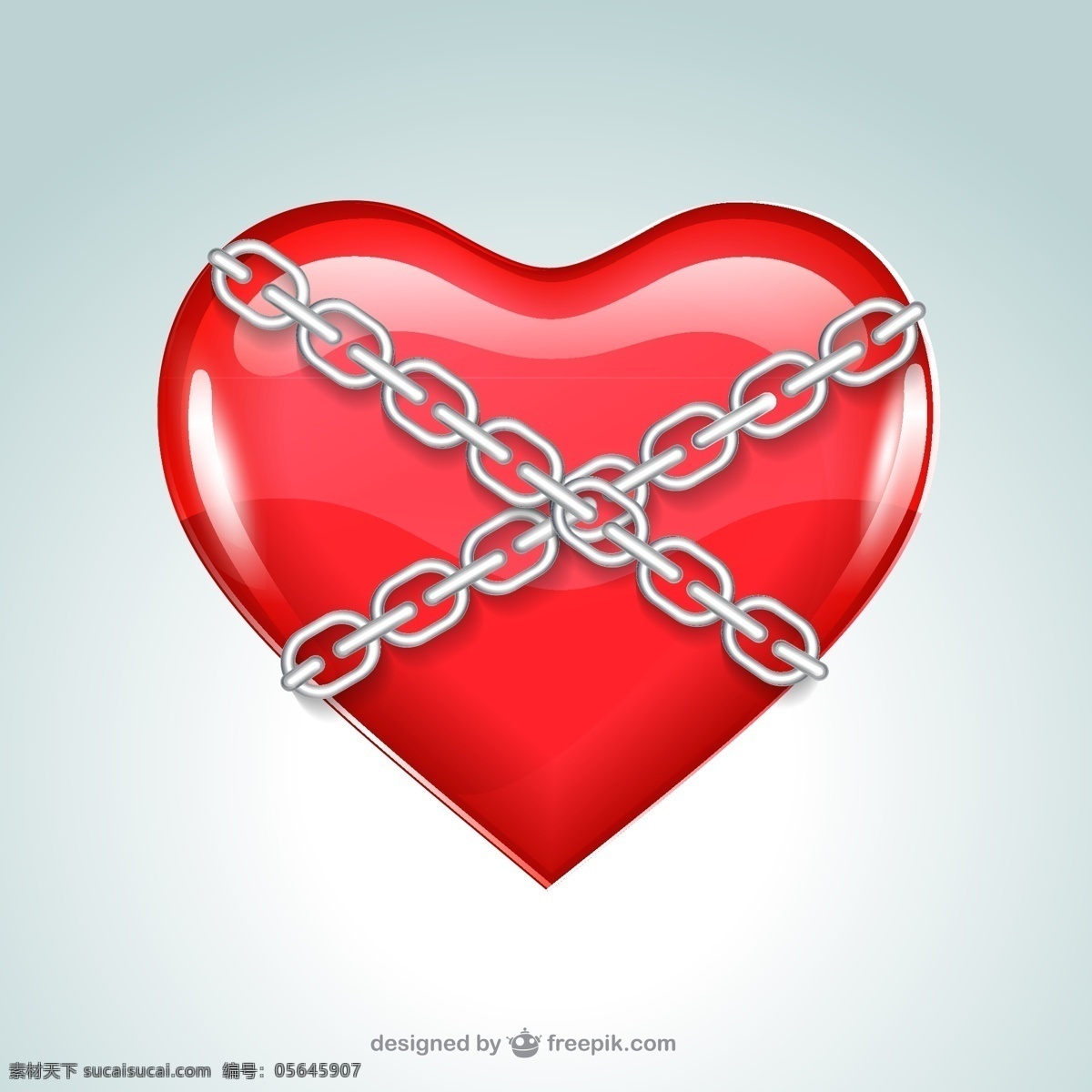 铁链 捆 住 爱心 红心 矢量图 格式 矢量 高清图片