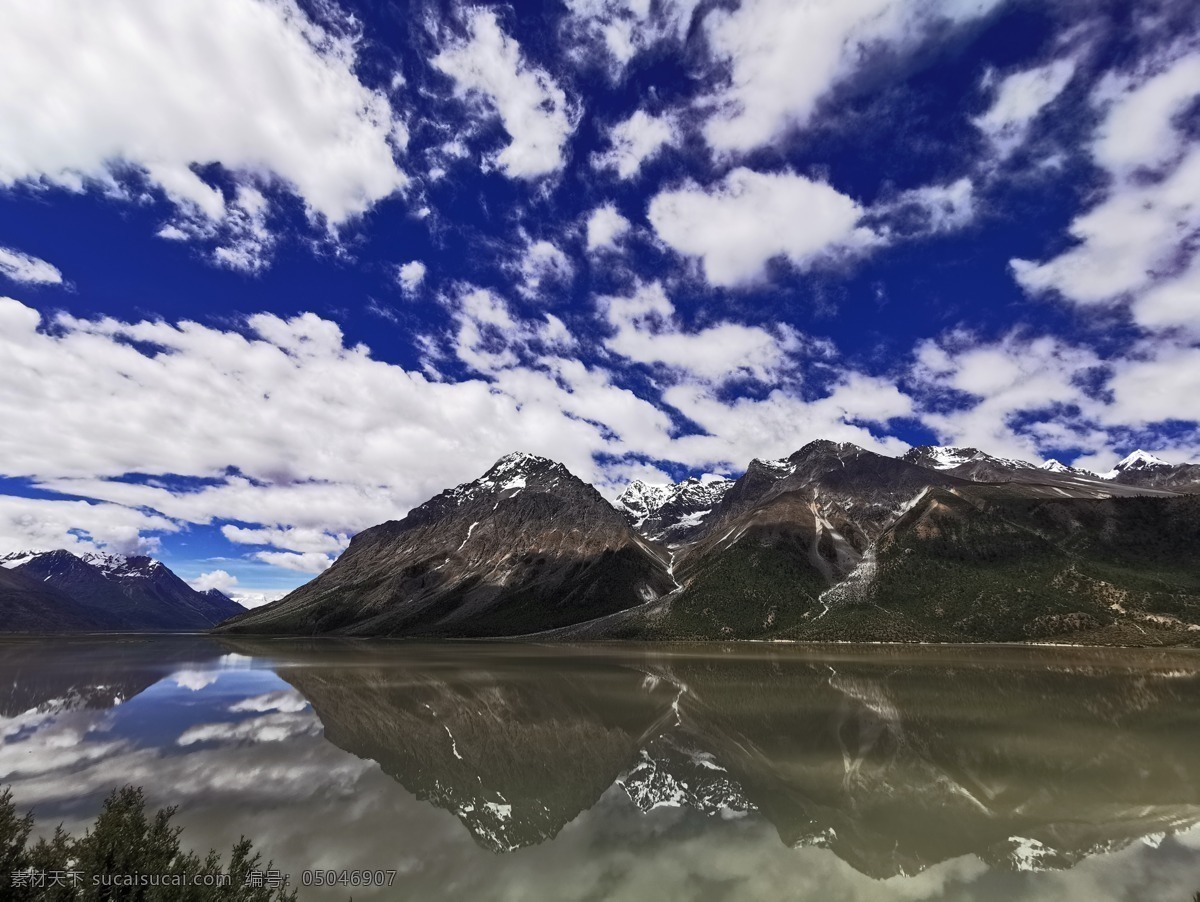 然乌湖图片 蓝天 白云 山水 景色 自然风光 自然景观 自然风景