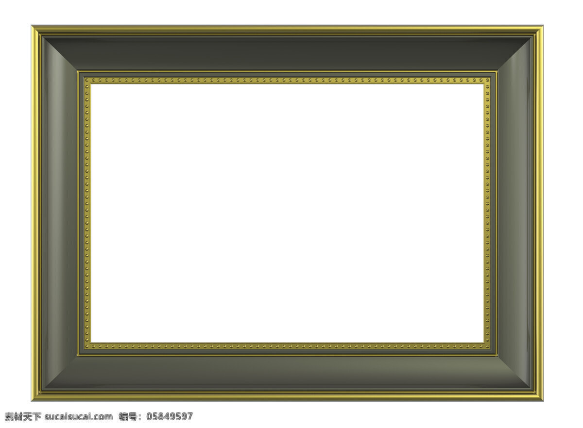 橄榄 金色 镜框 孤立 白色 背景 水平