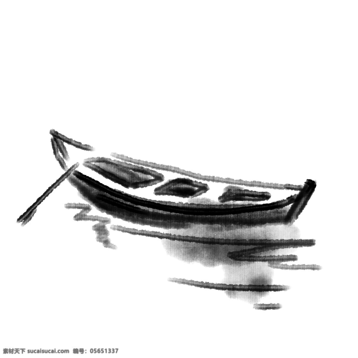 黑色 水墨 小船 插画 船 度假 旅游 黑色小船 水墨风格 水墨小船插画 水墨画 交通 划船 运输