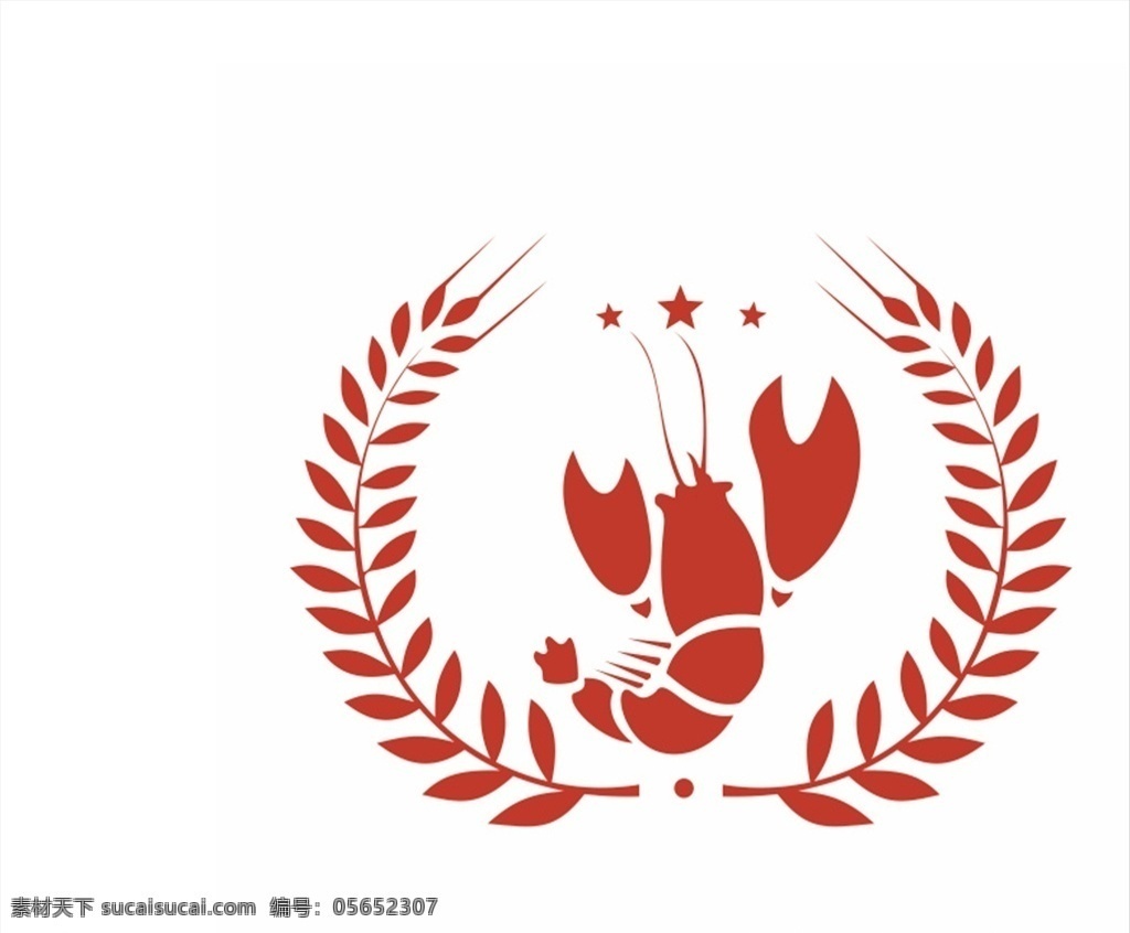龙虾 logo 龙虾logo 卡通 虾子 标志 稻穗 logo设计